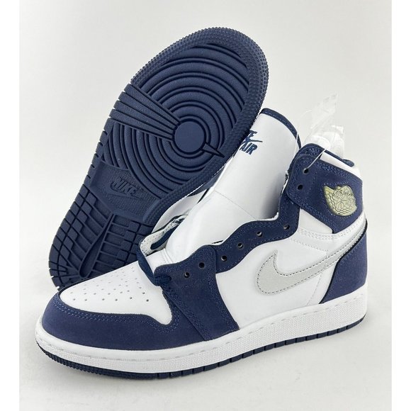 Nike Air Jordan 1 Retro High CO.JP Midnight Navy Youth Size 3.5Y Sneakers Silver - Picture 2 of 12